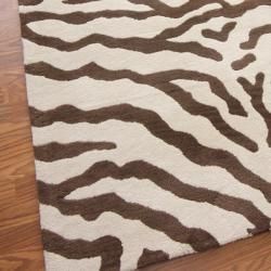 nuLOOM Zebra Animal Pattern Brown/ Ivory Wool Rug (2'6 x 12') Nuloom Runner Rugs