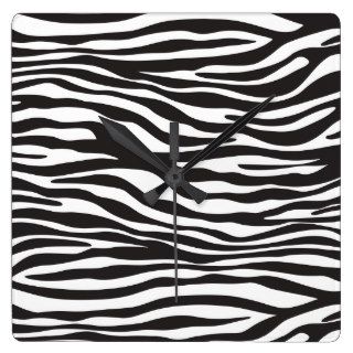 Animal Print, Zebra Stripes   Black White Clocks