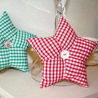 'gingham star' christmas decorations by evajeanie