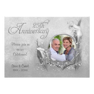 Silver Calla Lily 25th Wedding Anniversary Personalized Invites