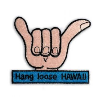 K Chang Hawaiian Iron On Embroidery Applique Patch Hang Loose Yellow, White One Size Clothing