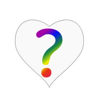 Rainbow question mark heart sticker
