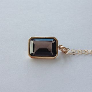 smoky quartz and gold pendant by mmzs jewellery design