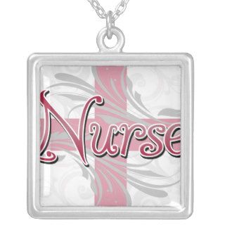 Pink Cross/Swirl Nurse Necklace