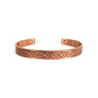 Jesus Fish Copper Magnetic Cuff Bracelet Jewelry