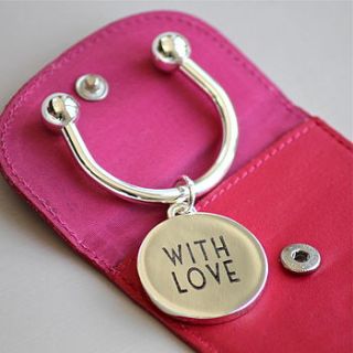 silver plated 'with love' keyring by chapel cards