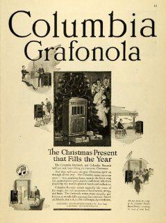 1919 Ad Christmas Columbia Grafonola Phonograph Cabinet Antique Record Player   Original Print Ad  