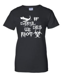 Womens If Daryl Dies We Riot Zombie Apocolypse T Shirt Clothing