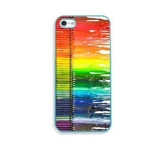 Horizontal Crayon Drip Art Aqua Silicon Bumper iPhone 5 & 5S Case   Fits iPhone 5 & 5S Cell Phones & Accessories