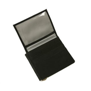 Piel Small Leather Goods Bi Fold Money Clip with ID Window in Black