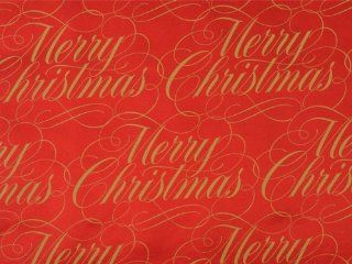 Trendy FOIL RED & GOLD MERRY CHRISTMAS SCRIPT Holiday Gift Wrap Paper   16 Foot Roll 