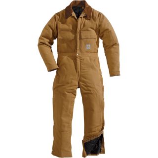 Carhartt Duck Arctic Quilt-Lined Coverall — Brown, Regular Style, Model# X02  Insulated Bib   Coveralls