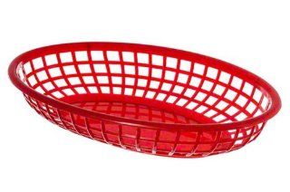 Update International BB96R Plastic Oval Fast Food Basket, 5 3/4 Inch, Red (Case of 12) Kitchen & Dining