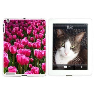 Field of Pink Tulips   Snap On Hard Protective Case for Apple iPad 2 3 4   White Computers & Accessories