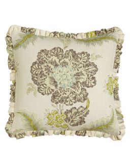Ruffled Floral Pillow, 18Sq.