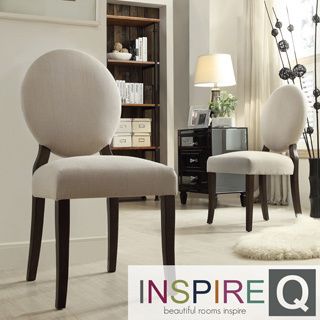 Inspire Q Paulina Grey Fabric Round Back Dining Chair (set Of 2)