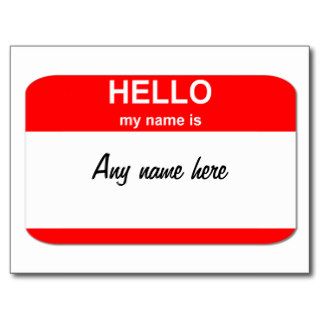 Blank name tag template postcards