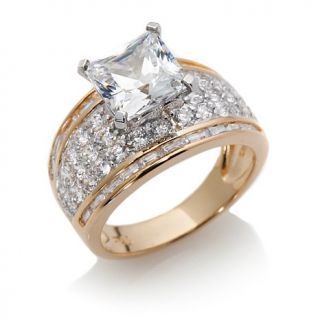 4.72ct Absolute Square Radiant Solitaire Pavé and Baguette Ring