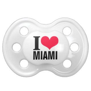 I Love Miami Baby Pacifier   Black Red Heart