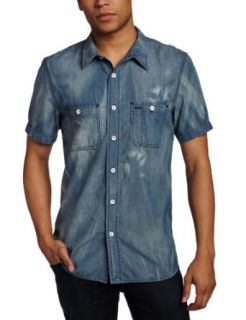 Hudson Jeans Men's Short Sleeve Light Weight Shirt, Kruiser Washed Blue, Small at  Mens Clothing store