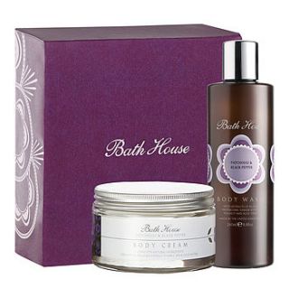 patchouli and black pepper bodycare gift box by bath house