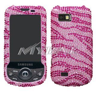 Sparkling Pink with Hot Pink Zebra Stripe Premium Luxury Rhinestones Full Diamond Bling Samsung T939 Behold 2 II Snap on Cell Phone Case Electronics