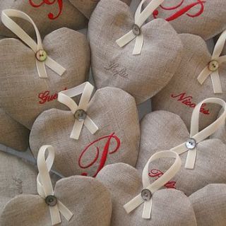 personalised linen heart lavender bag by big stitch