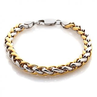 Men's 2 Tone Stainless Steel Braided Link Bracelet