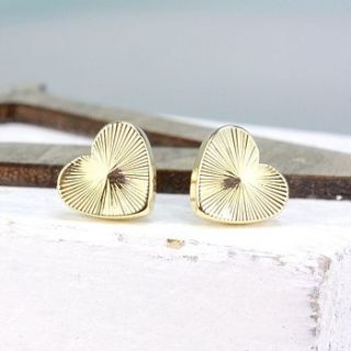 textured gold heart earrings by lisa angel