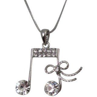 Music Note w/Ribbon Rhinestone Necklace Toys & Games