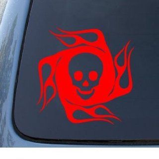 FLAMING SKULL   Car, Truck, Notebook, Vinyl Decal Sticker #1217  Vinyl Color Red Automotive