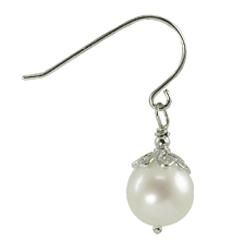 Pearls For You Silver White Freshwater Pearl Earrings (9 10 mm) Pearls For You Pearl Earrings