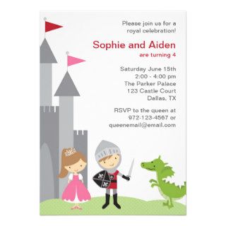 Princess and Knight Birthday Invitations Announcements