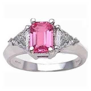 14k Solid Gold Pink Sapphire Trillion Diamond Ring (1.54 cts.tw) Anniversary Rings Jewelry