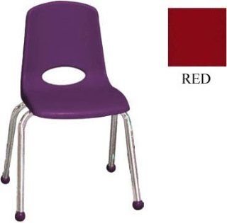 Stacking Chair Plastic 12"H Seat Red   Set of 6 (Red) (12" Seat Height)   Stacking Chairs