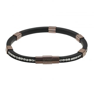 Tressa Coppertone Stainless Steel Channel set CZ Rubber Bracelet Journee Collection Cubic Zirconia Bracelets