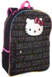 Hello Kitty Backpack   Black with Multi Color Logo Print Toys & Games