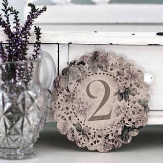 vintage style wedding table numbers by julia eastwood