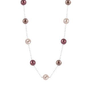 Blush Tonal 8mm Simulated Pearl Tin Cup Necklace, 16+2" Extender Jewelry