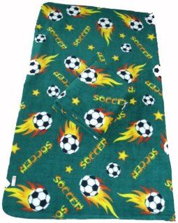 LARGE Size 70x60 Soccer Ball Anti pill Polar Fleece Blanket (Green) Sports & Outdoors