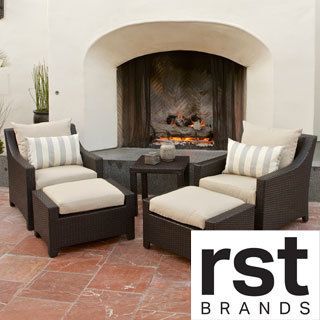 Rst Brands Rst Slate 5 piece Club Chairs And Ottomans Patio Furniture Set Brown Size 5 Piece Sets