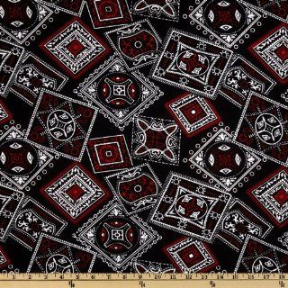 Bandana Large Squares Black Fabric