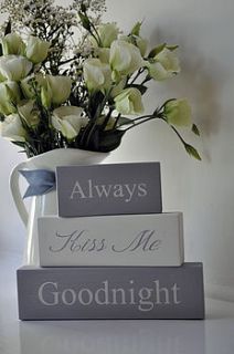 'always kiss me goodnight' shelf blocks by hush baby sleeping