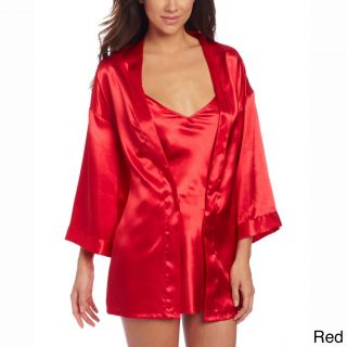 Dreamgirl Dreamgirl Plus Shalimar Charmeuse Robe Set Red Size 3X (22W  24W)