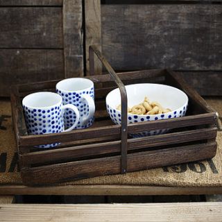 vintage style trug tray by also home