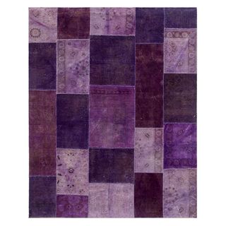 Hand knotted Pink/ Purple Handspun Wool Rug (8x10)