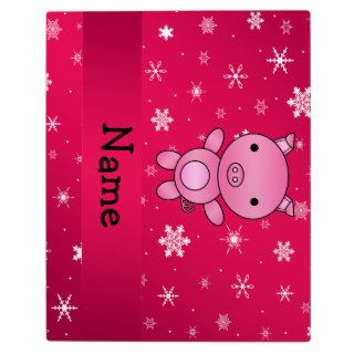 Personalized name pig pink snowflakes photo plaque