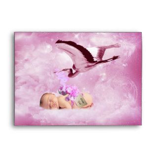 Baby girl pink congratulations or invite envelope