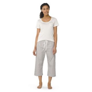 Gilligan & OMalley Womens Tee Shirt/Crop Pajama Set   Almond Cream/Grey S