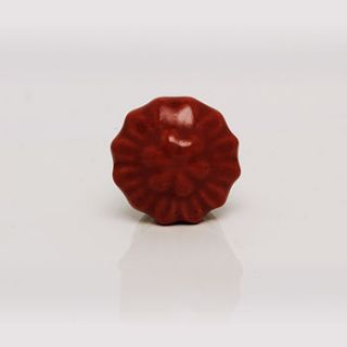 red ceramic moorside flower knob by trinca ferro